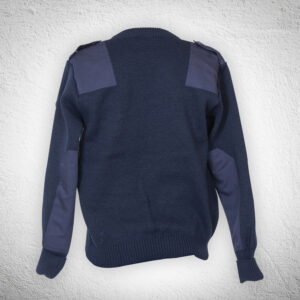 Kötött pulóver vállapos kék háta